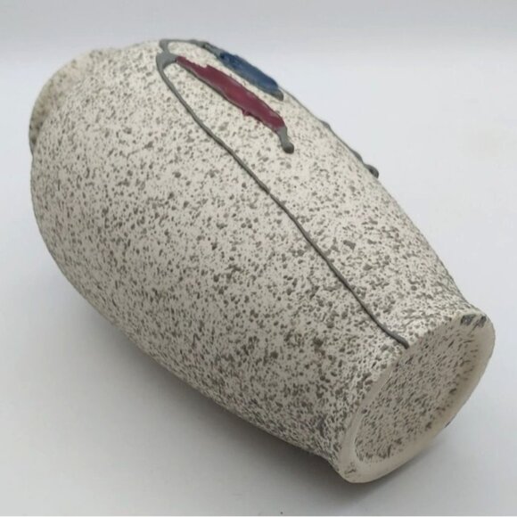 Vintage MCM Feather Art Pottery Vase Sand Textured Stylized Floral Modernist - Picture 5 of 7